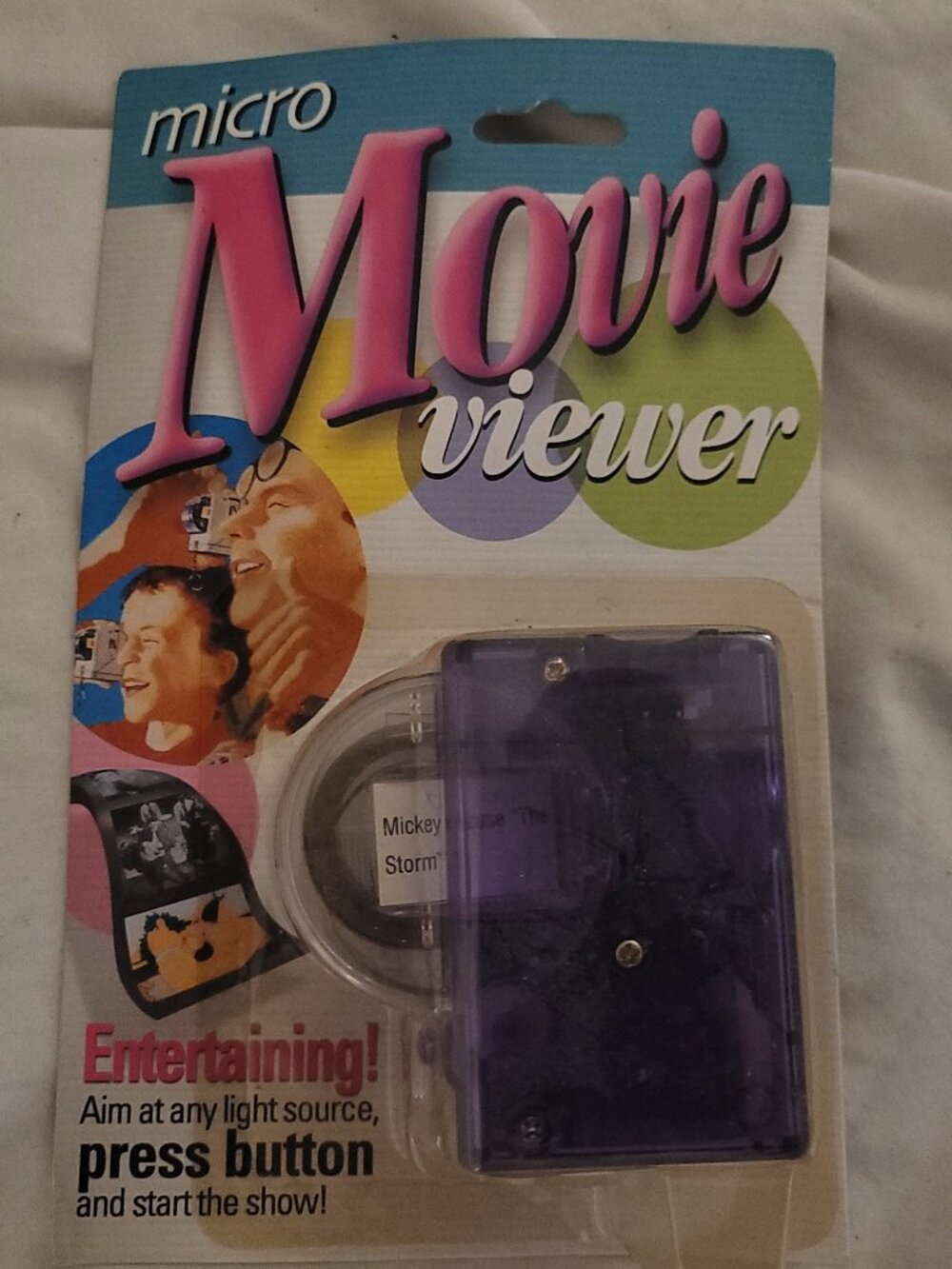Vintage Fascinations Micro Movie Viewer Mickey Mouse The Storm Cartridge Purple
